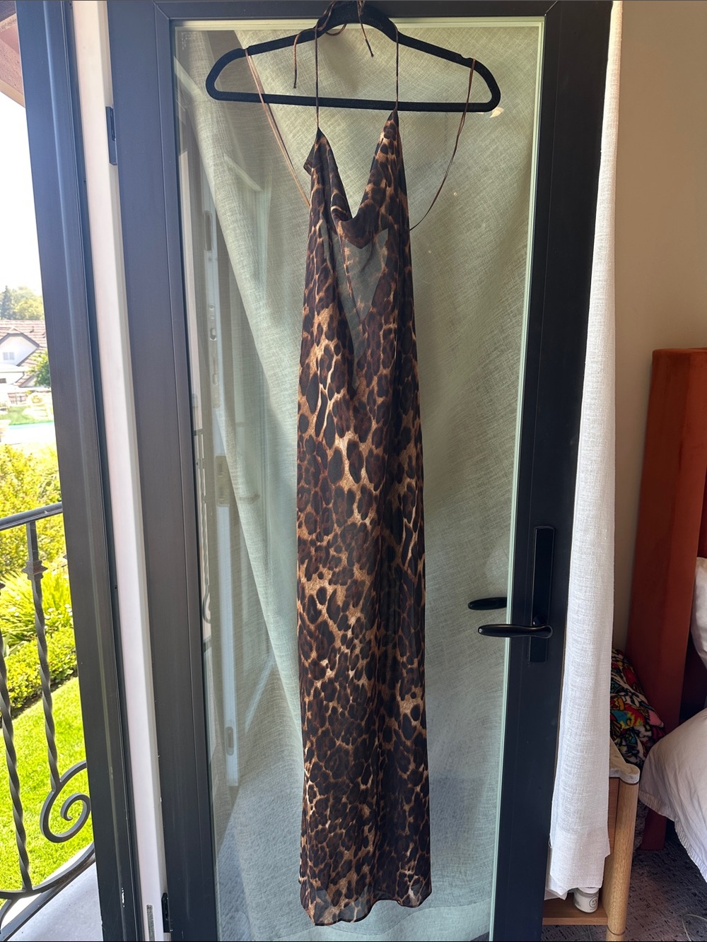 Leopard Print Slip Maxi Dress - Brown